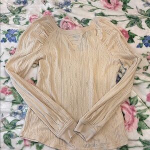 Free People Ivory Long Sleeve Top